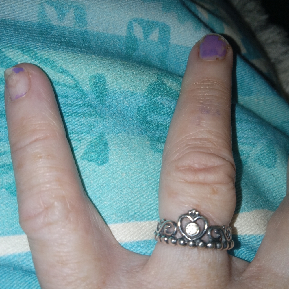 Pandora Crown ring sterling silver Italian rope base rare unique size 5.25